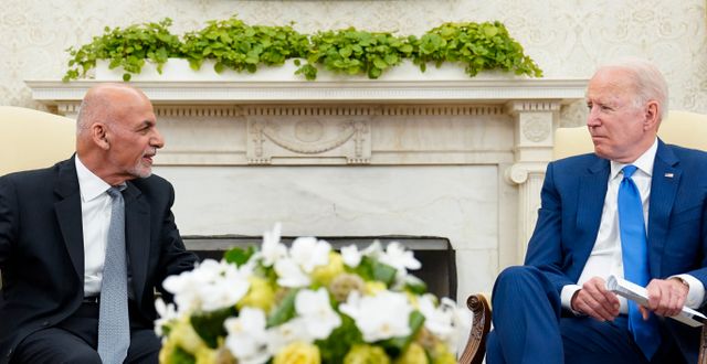 Ashraf Ghani och Joe Biden i Vita huset i slutet av juni. Susan Walsh / TT NYHETSBYRÅN