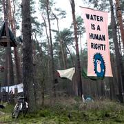 Aktivister har ockuperat skogen i Grünheide i protest mot att Tesla bygger ut fabriken. 