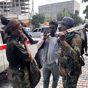 Regeringsvänliga soldater i Tigray Peace Force i Mekelle.