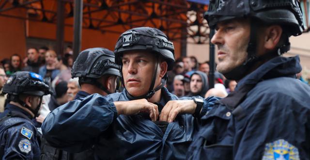 Kosovopoliser i Zvecan tidigare i veckan. Bojan Slavkovic / AP