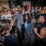 Vänsterpartiets partiledare Nooshi Dadgostar i samband med en debatt i Malmö tidigare i augusti.