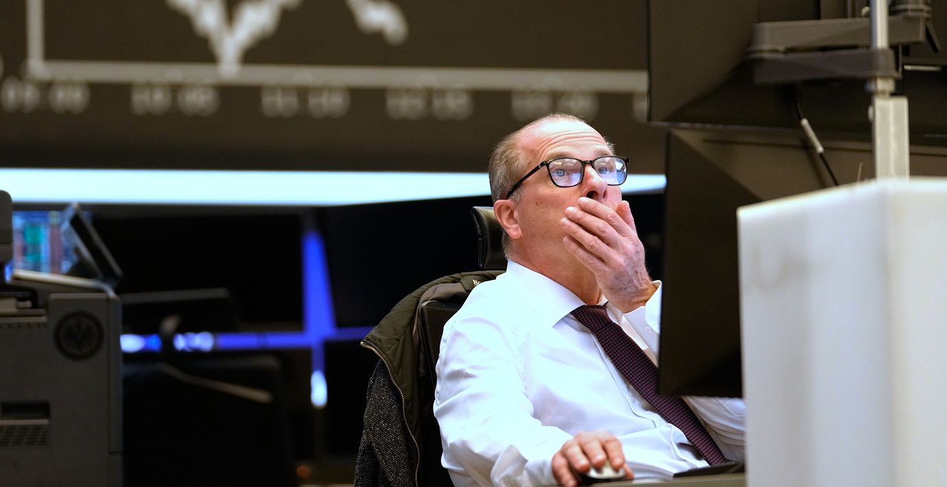 Investerare på Frankfurtbörsen. Illustrationsbild.