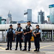 Poliser i Hongkong. Arkivbild
