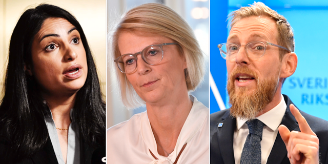 Nooshi Dadgostar, Elisabeth Svantesson och Jakob Forssmed. TT