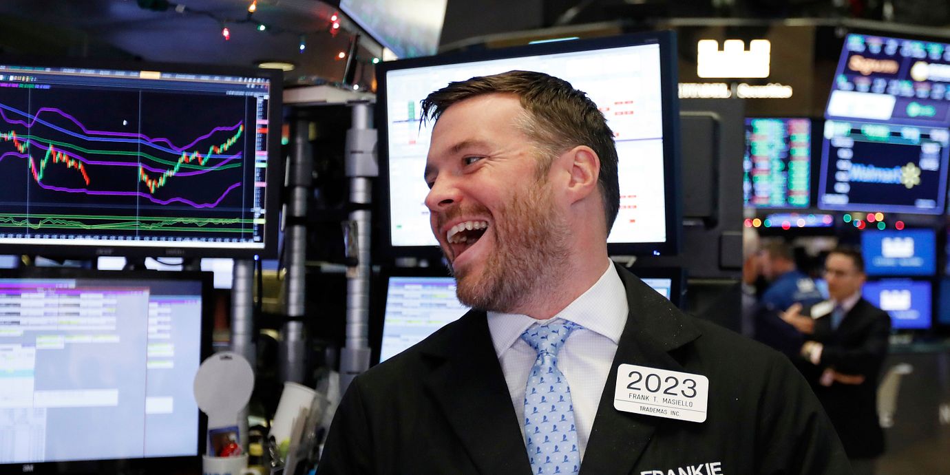 Tradern Frank Masiello på New York Stock Exchange . Arkivbild.