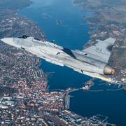 Testflygning av JAS 39 Gripen E i Linköping.