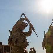 Arkivbild: Amerikanska soldater i nordöstra Syrien.