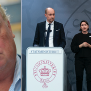 Mikael Odenberg/Danmarks äldreminister Magnus Heunicke och landets statsminister Mette Frederiksen under en pressträff.