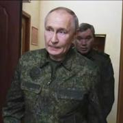 Skärmdump ur videoklipp som visar Putins besök i går.