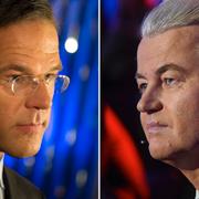 Premiärministern Mark Rutte och den högerpopulistiska partiledaren Geert Wilders.  