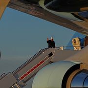 President Donald Trump boards Marine One, Friday, March 13, 2026, at Joint Base Andrews, Md. (AP Photo/Julia Demaree Nikhinson)  MDJE326