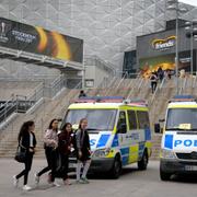 Polisen stod utanför Friends arena på tisdagen. 