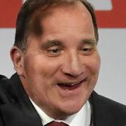 S-ledaren Stefan Löfven vid söndagens valvaka. 