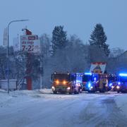 Räddningstjänsten vid Ica-butiken på Haga i Västerås.