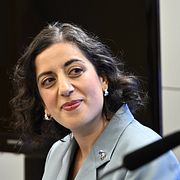 Simona Mohamsson (L) och  Jimmie Åkesson (SD) på dagens pressträff.