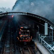 Tunnelbanestation i Santiago som vandaliserats under protesterna.