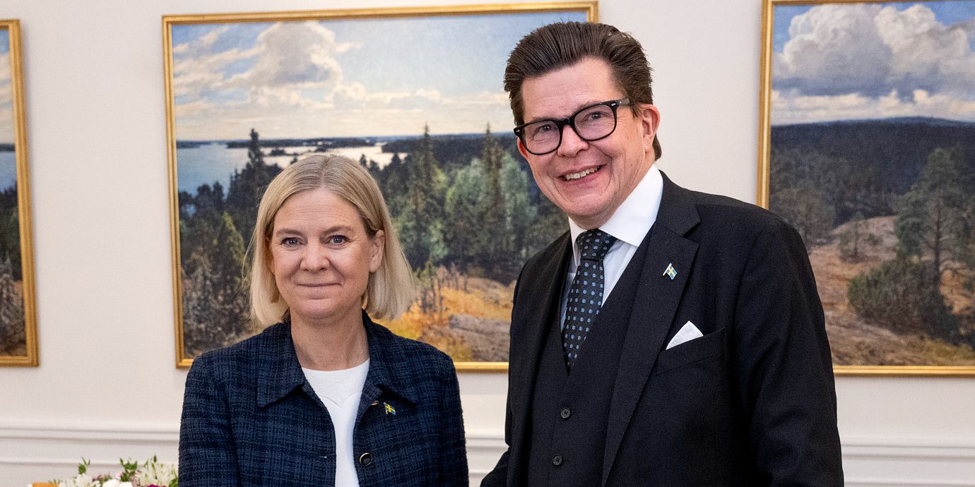 S-ledaren Magdalena Andersson med talmannen Andreas Norlén, 18 september