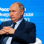 Putin vid ett klimat- och energiforum i Moskva.