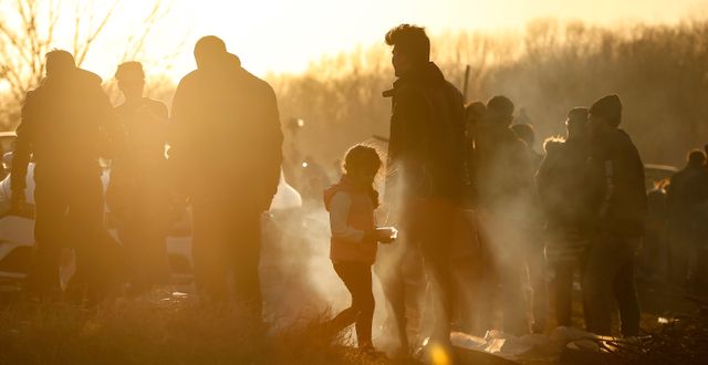 Migranter samlas i turkiska Edirne nära gränsen till Bulgarien och Grekland för att försöka ta sig in i EU. Arkivbild från 29 februari 2020.  Emrah Gurel / AP
