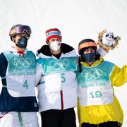 Medaljörerna Colby Stevenson, Birk Ruud och Henrik Harlaut.