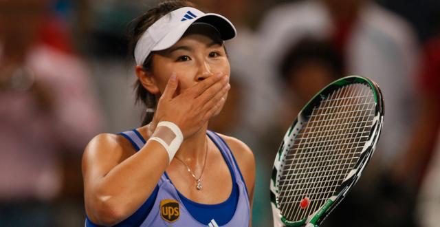 Kinesiska tennisstjärnan Peng Shuai.  Ng Han Guan / TT NYHETSBYRÅN