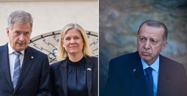 Magdalena Andersson, Sauli Niinistö och Turkiets president Recep Tayyip Erdogan TT