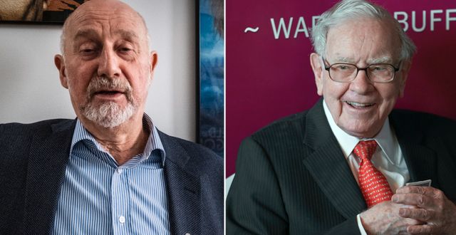 Spiltans vd Per H Börjesson och Warren Buffett. Magnus Hjalmarson Neideman/SvD/TT och Nati Harnik / AP