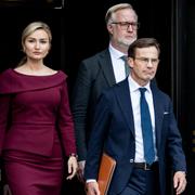 Ebba Busch, Johan Pehrson och Ulf Kristersson.