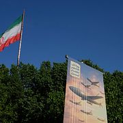 Informationsskylt om iranska drönare.