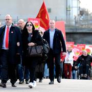 Arkivbild, protest mot nedläggningen, april tidigare i år.