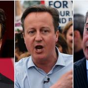 Ed Miliband (Labour)  /David Cameron (konservativ) / Nigel Farage (Ukip)