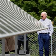 Joe Biden på en solcellspark under sin valturné 2019.