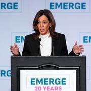 Kamala Harris talade vid ett evenemang i San Diego.