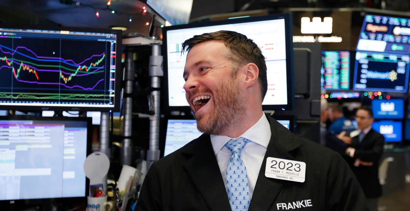 Illustrationsbild. Börsmäklare på Wall Street.