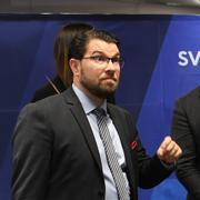 Åkesson och Bolund efter debatten. 