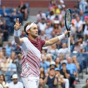 Norska Casper Ruud spelar mot ryska Karen Khachanov semifinalen i US Open i Tennis i New York