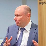 Rysslands president Vladimir Putin med nickelmiljardären Vladimir Potanin som finns med i USA:s sanktionslista. Mikhail Klimentyev / AP