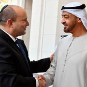 Israels premiärminister Naftali Bennett/Arabemiratens president Mohammed bin-Zayed al-Nahyan.