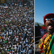 Protester i Port-au-Prince i Haiti. 