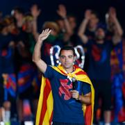 Xavi efter att ha vunnit Champions League 2015 med Barcelona.