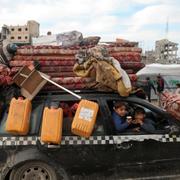 Palestinska flyktingar i Gaza.