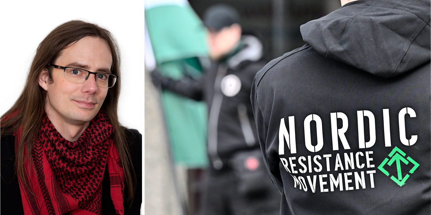 Andreas Broström. Arkivbild: Nordiska motståndsrörelsen NMR demonstrerar på första maj.