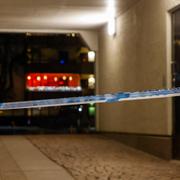 Polisavspärrning vid platsen för nattens explosion. 
