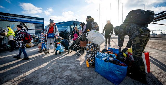 Ukrainska flyktingar i Karlskrona, 10 mars.  Johan Nilsson/TT
