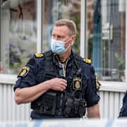 Polis på plats i Klippan efter mordet i maj förra året. 