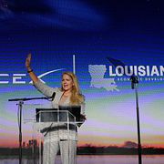 Space X-chefen Gwynne Shotwell på eventet i Louisiana, 25 augusti. Elon Musk närvarade inte.