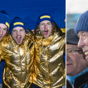 Svenska guldlaget Fredrik Lindström, Sebastian Samuelsson, Jesper Nelin och Peppe Femling (t v), Wolfgang Pichler (t h).