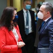 Ann Linde och Heiko Maas under mötet. 