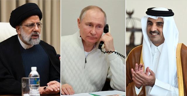 Raisi/Putin/bin Hamad. AP