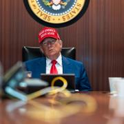 Arkivbild på Trump i det så kallade situationsrummet. 